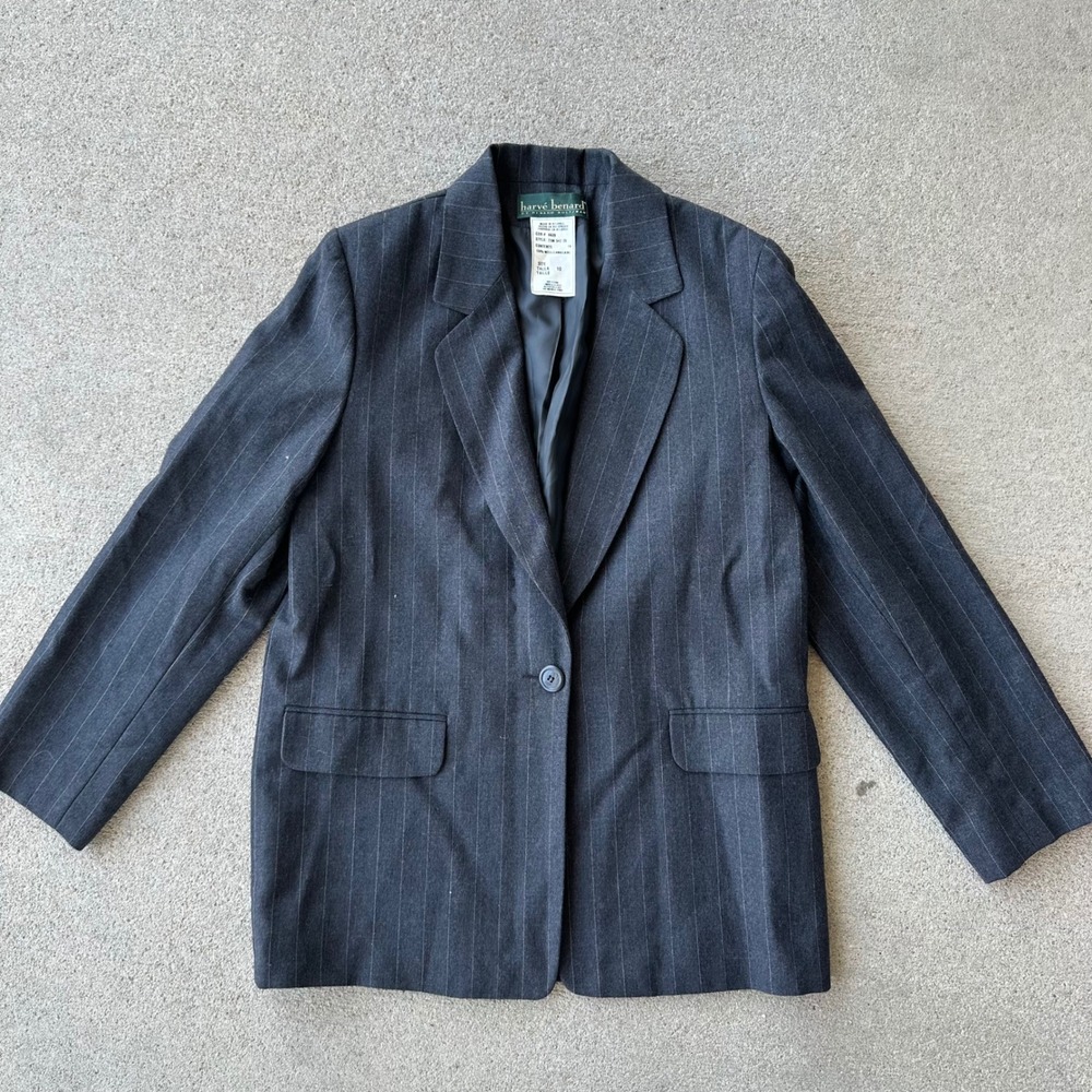 Vintage Harve Benard Pinstripe Blazer Business Career Office Coat Jacket Size 10